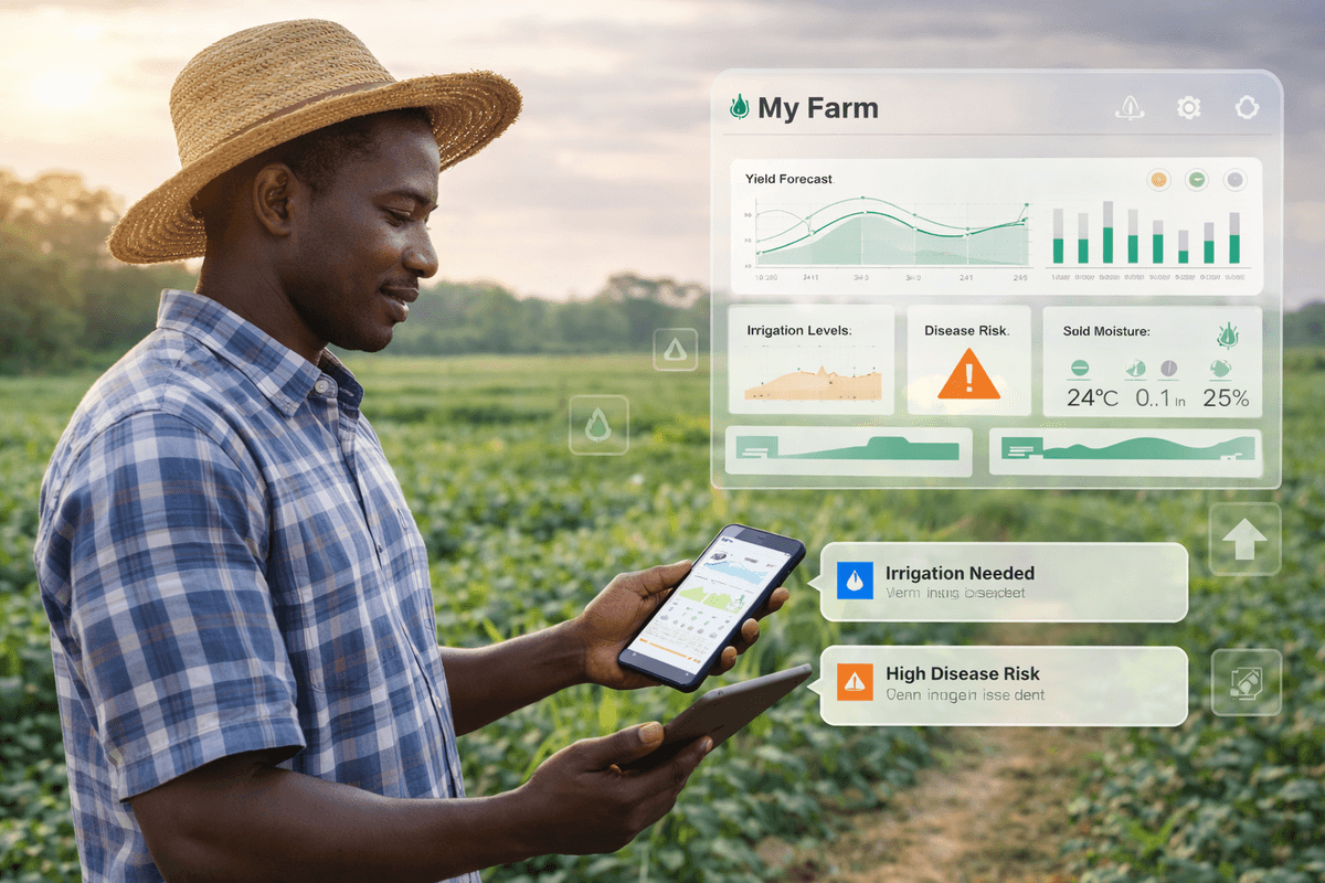 Thriving healthy green crop field